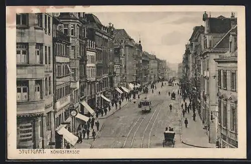 AK Stuttgart, Strassenbahn auf der Königstrasse