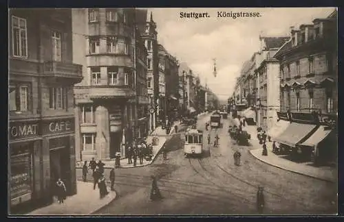 AK Stuttgart, Strassenbahnen in der Königstrasse