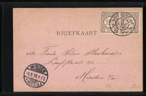 Lithographie Scheveningen, Mann in Arbeitskleidung mit Anker