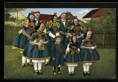 AK Schwälmer im Sonntagsstaat, hessische Tracht