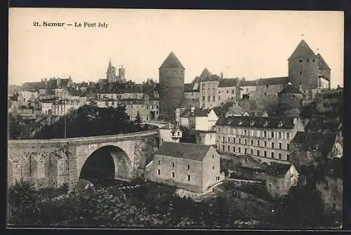 AK Semur, Le Pont Joly et vue panoramique des bâtiments historiques