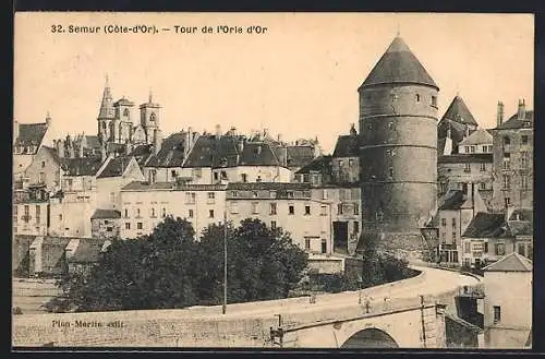 AK Semur, Côte-d`Or, Tour de l`Orle d`Or et vue sur la ville