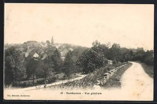 AK Sombernon, Vue générale du village et chemin rural