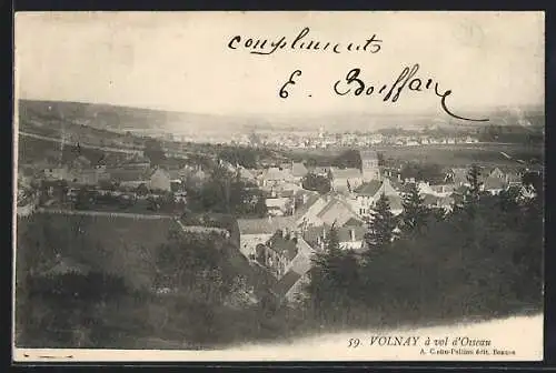 AK Volnay, vue aérienne du village