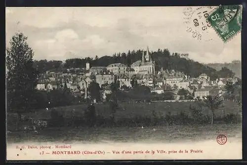 AK Montbard, vue d`une partie de la ville, prise de la Prairie