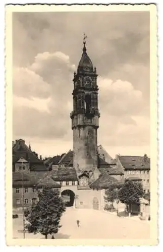 Fotografie Huth, Bautzen, Ansicht Bautzen, Kirchturm mit Stadttor