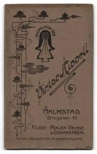 Fotografie Victor Kinell, Halmstad, Brogatan 43, Porträt eines Soldaten in Militäruniform
