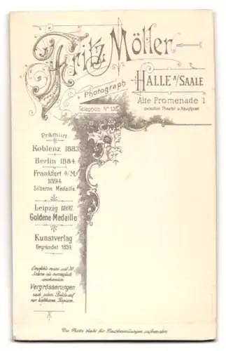 Fotografie Fritz Möller, Halle a. Saale, Alte Promenade 1, Porträt einer jungen Dame