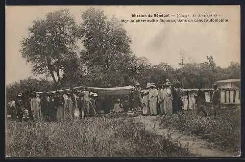 AK Bignona, Mgr Jalabert quieet Bignona dans un canot automobile