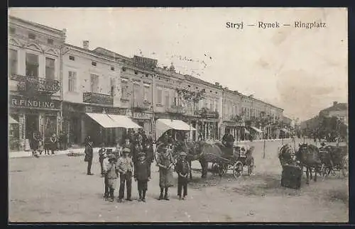 AK Stryj, Rynek, Geschäfte am Ringplatz