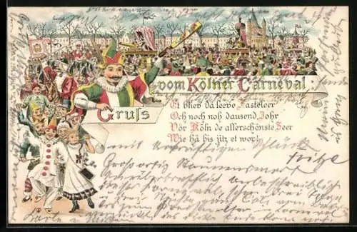 Lithographie Chaotische Szene vom Kölner Carneval