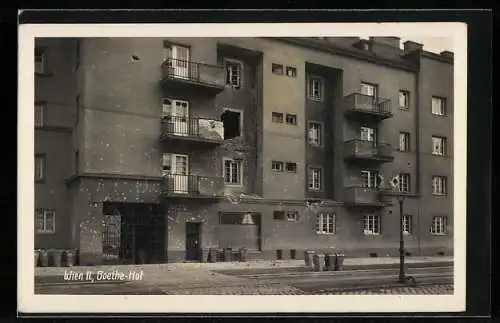 AK Wien, Goethehof, Gebäude nach Beschuss