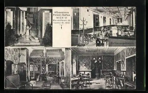 AK Wien, Hörandners Palast-Café, Mariahilferstrasse 99, Innenansichten