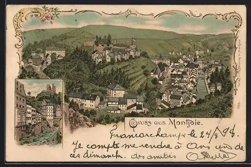 Lithographie Montjoie, Totalansicht aus der Vogelschau