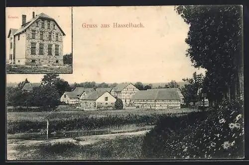 AK Hasselbach / Westerwald, Schule, Ortspartie