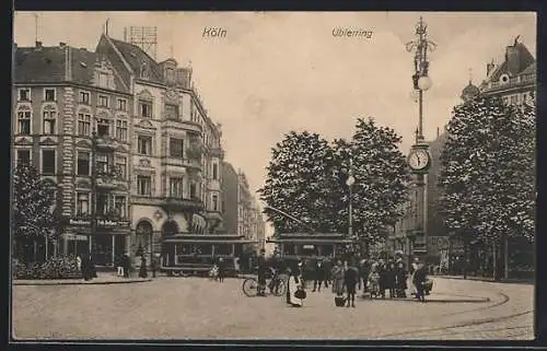 AK Köln-Neustadt, Strasse Ubierring mit Konditorei und Strassenbahn