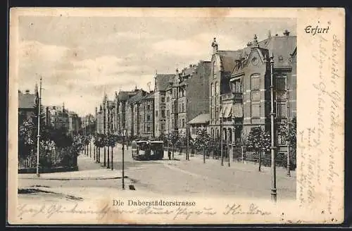 AK Erfurt, Daberstädterstrasse mit Strassenbahnen