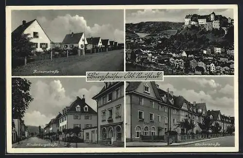 AK Burghausen Obb., Bunsenstrasse, Wackerstrasse und Hindenburgstrasse