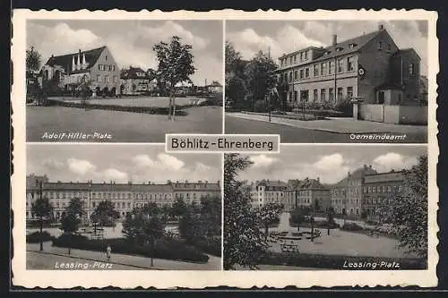 AK Böhlitz-Ehrenberg, Platz, Gemeideamt, Lessing-Platz, 