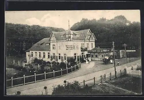 AK Kiel, Cafe-Restaurant Wald-Eck F. Dahl mit Strasse aus der Vogelschau