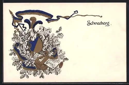 AK Schneeberg / Erzgebirge, Gesangsverein Titus, Wappen mit Notenzeile