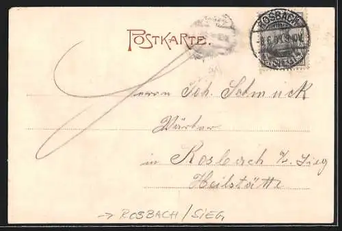 AK Rosbach /Sieg, Wirtschaft zur Bachmühle und Mühlengebäude