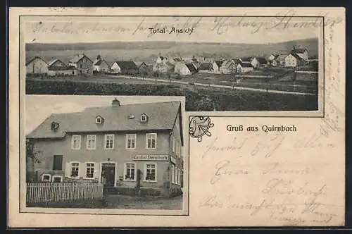 AK Quirnbach / Westerwald, Gasthof Steinebach von aussen und Gesamtansicht