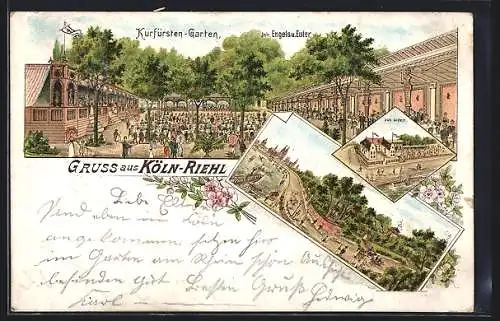 Lithographie Köln-Riehl, Gasthaus zum Kurfürsten-Garten, Zur Münze