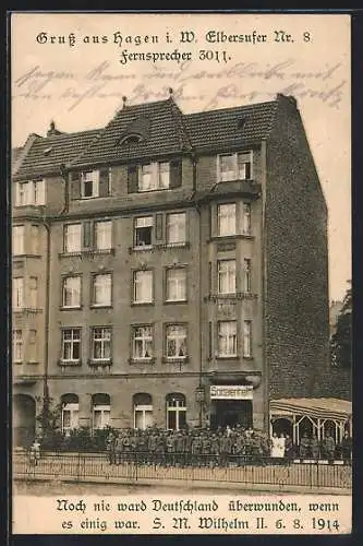 AK Hagen i. W., Soldatenheim Elbersufer Strasse 8