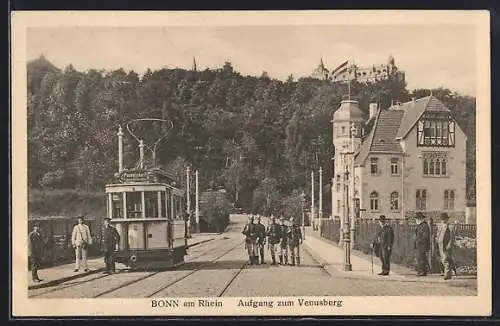 AK Bonn am Rhein, Aufgang zum Venusberg mit Strassenbahn