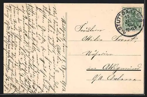 AK Stuttgart, Obere Hohenheimerstrasse mit Strassenbahn