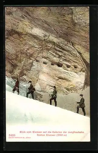 AK Bergsteiger im Eismeer, Blick auf die Galerien der Jungfraubahn