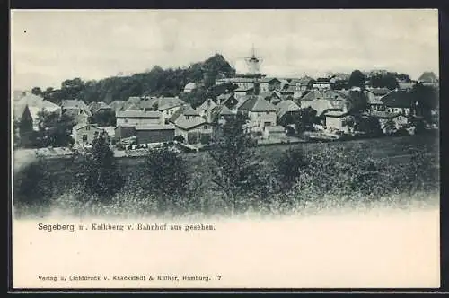 AK Segeberg, Ortsansicht mit Kalkberg vom Bahnhof aus