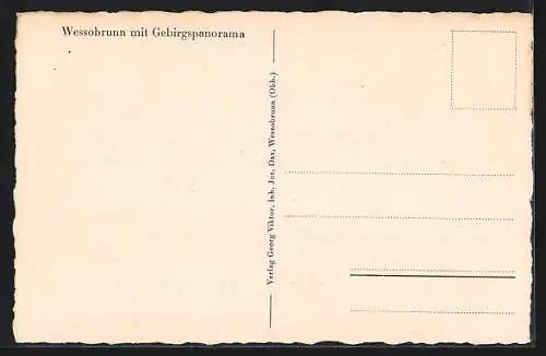 AK Wessobrunn, Ortsansicht mit Gebirgspanorama