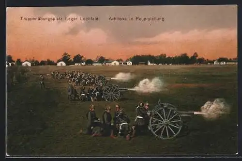 AK Lager Lechfeld, Truppenübungsplatz, Artillerie in Feuerstellung