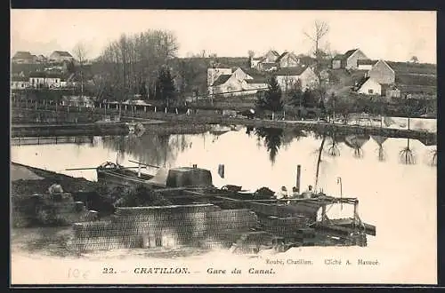 AK Chatillon, Gare du Canal avec bateaux