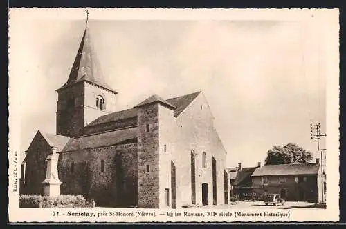 AK Semelay, Église Romane du XIIe siècle près de St-Honoré, Nièvre