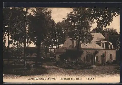 AK Lamaisondieu, propriété de Forbet, maison entourée d`arbres