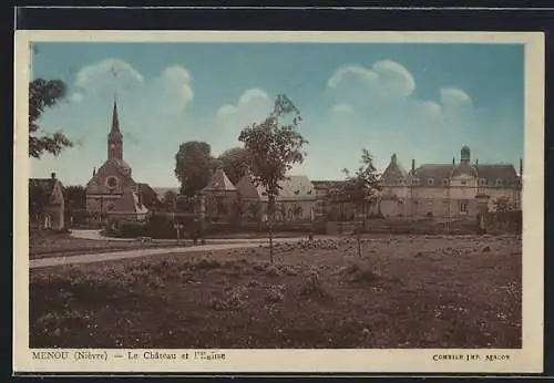 AK Menou /Nièvre, Le Chateau et l`Eglise