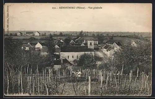 AK Mènestreau, Vue Gènèrale, Ortsansicht aus der Vogelschau