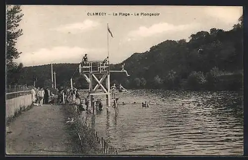 AK Clamecy, La Plage, Le Plongeoir