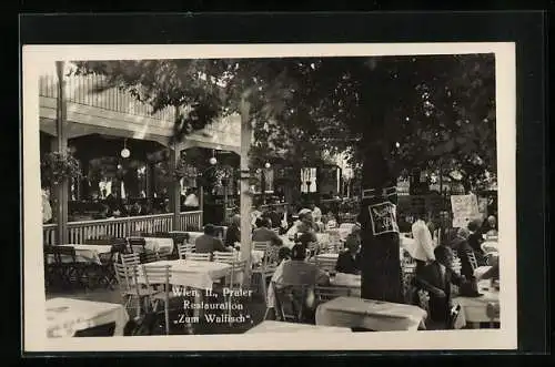 AK Wien, Wiener Prater, Gasthaus Restauration zum Walfisch, Gartenansicht