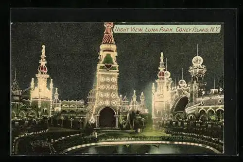 AK Coney Island, Night View, Luna Park