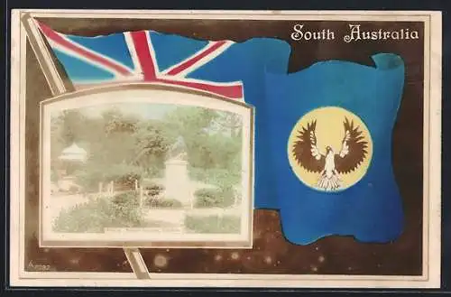 Lithographie Adelaide, Botanic Gardens, Rosery, Flag South Australia