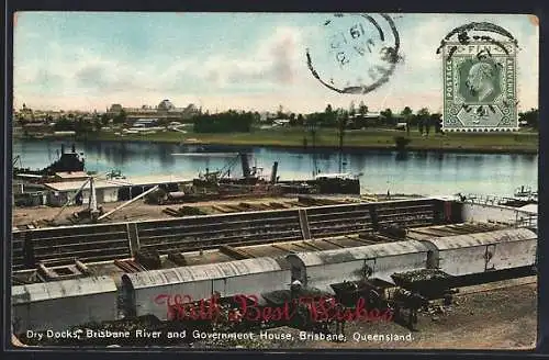 AK Brisbane /Queensland, Dry Docks, Brisbane River and Government House