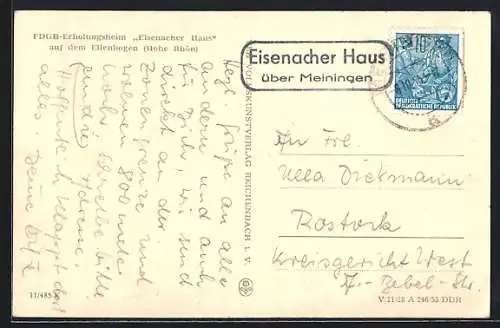 AK Landpoststempel Eisenacher Haus über Meiningen