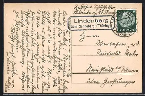 AK Landpoststempel Lindenberg über Sonneberg (Thüring.)