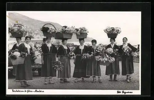 AK Madeira, Portugiesische Blumenfrauen, Vendedeiras flores