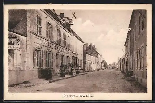 AK Rouvray, Grande-Rue mit Hôtel du Parc und Garage