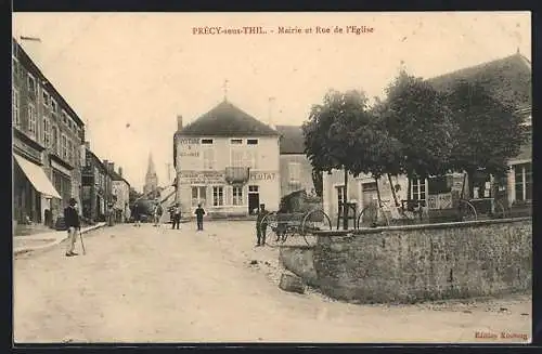 AK Précy-sous-Thil, Mairie et Rue de l`Église